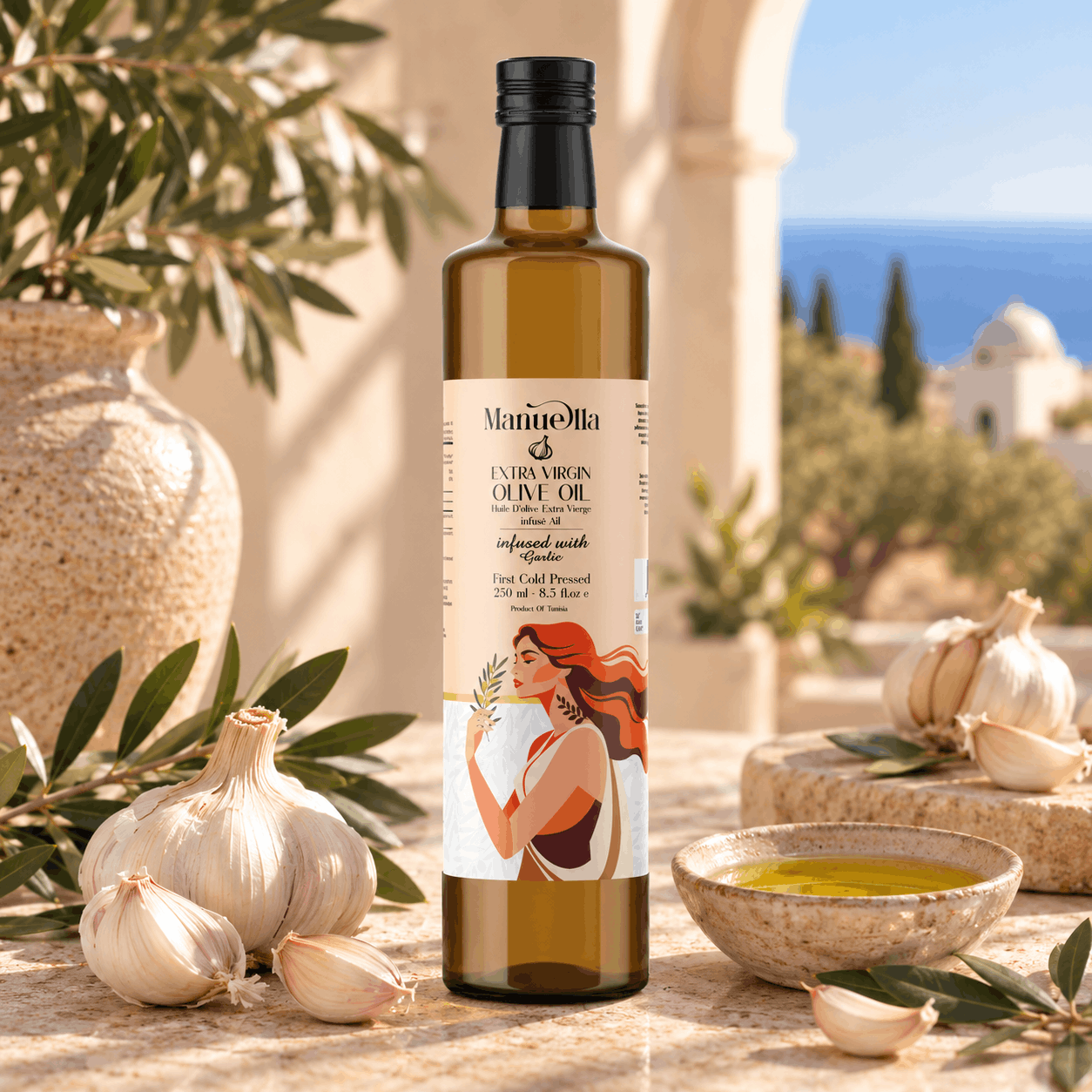 Huile d’Olive Vierge Extra Infusée à l’Ail – 250 ml - Image 2